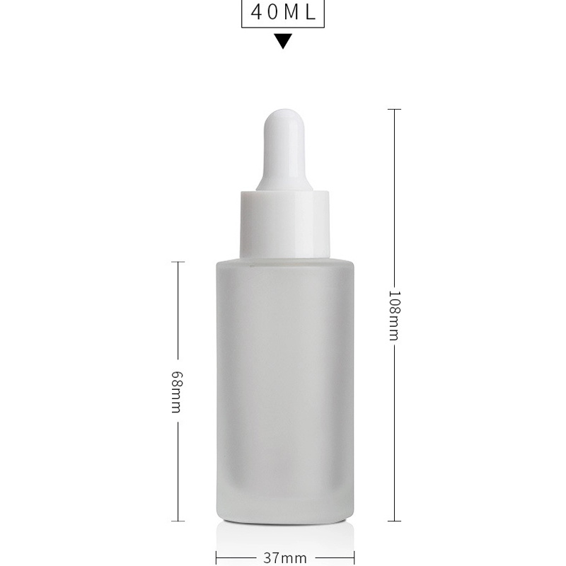 matt cosmetic 10ml 20ml 30ml 50ml flat shoulder frosted clear glass dropper bottle for essential oil
