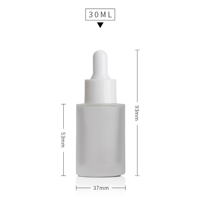 matt cosmetic 10ml 20ml 30ml 50ml flat shoulder frosted clear glass dropper bottle for essential oil