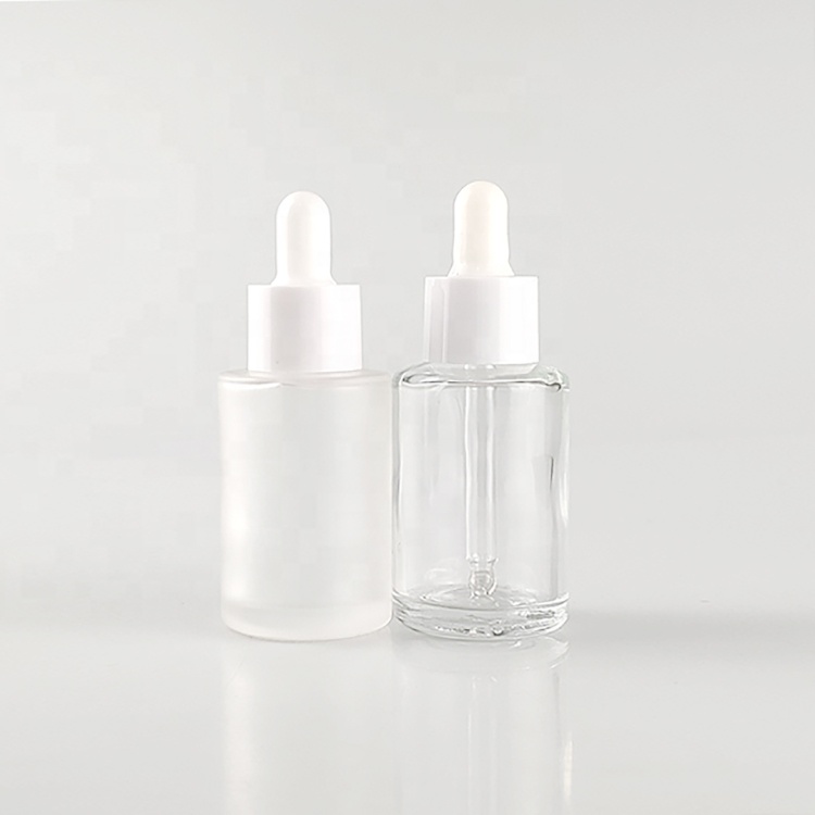 matt cosmetic 10ml 20ml 50ml 30ml flat shoulder frosted clear glass dropper bottle for essential oil