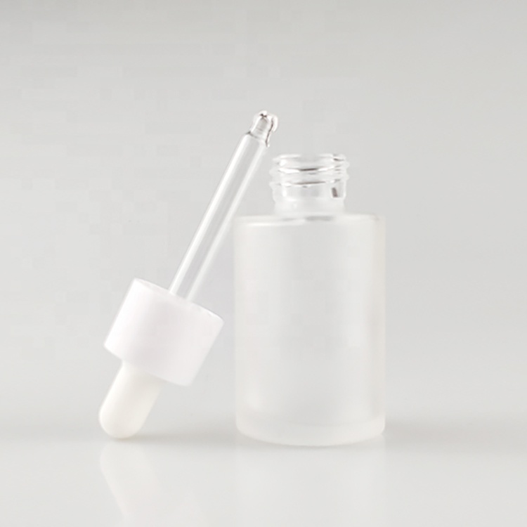 matt cosmetic 10ml 20ml 50ml 30ml flat shoulder frosted clear glass dropper bottle for essential oil