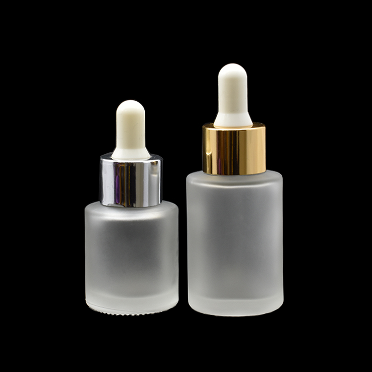 matt cosmetic 10ml 20ml 50ml 30ml flat shoulder frosted clear glass dropper bottle for essential oil