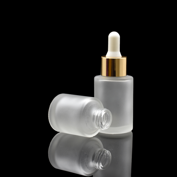 matt cosmetic 10ml 20ml 50ml 30ml flat shoulder frosted clear glass dropper bottle for essential oil