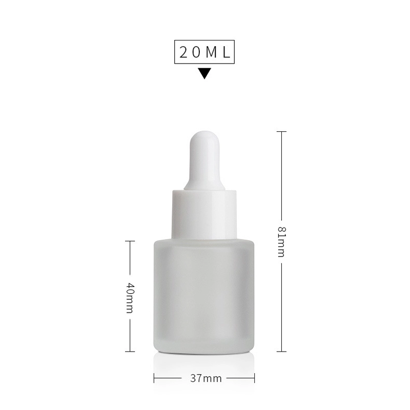 matt cosmetic 30ml flat shoulder frosted clear glass dropper bottle for essential oil
