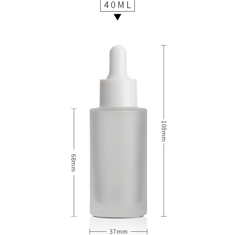 matt cosmetic 30ml flat shoulder frosted clear glass dropper bottle for essential oil
