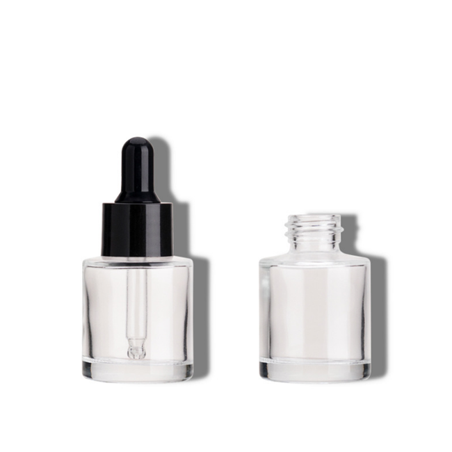 matt cosmetic 30ml flat shoulder frosted clear glass dropper bottle for essential oil