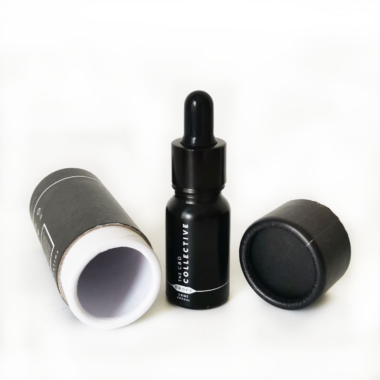 matte black 10ml glass dropper bottle CBD oil bottle with paper tube packing