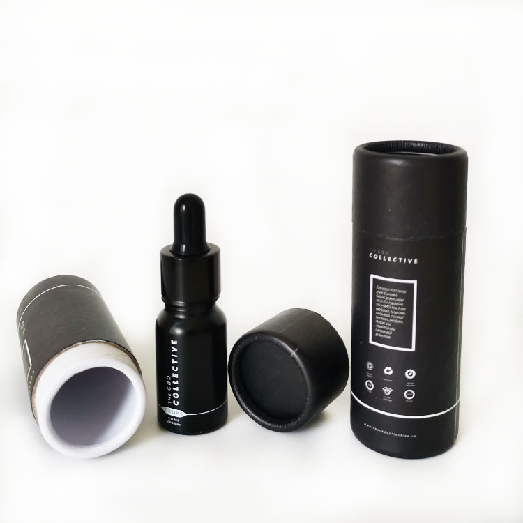 matte black 10ml glass dropper bottle CBD oil bottle with paper tube packing