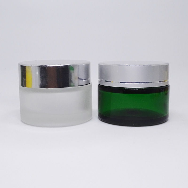 matte black and frosted green container face cream packaging 30g 30ml cosmetic glass jar frosted