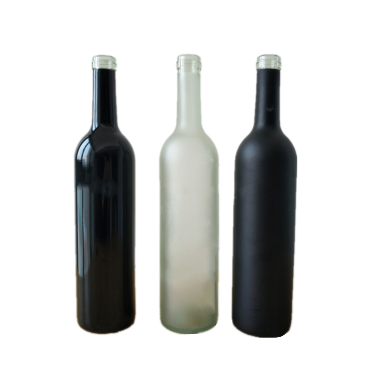 matte black and white frosted Glass Bottle 500ml 750ml with cork for Wine