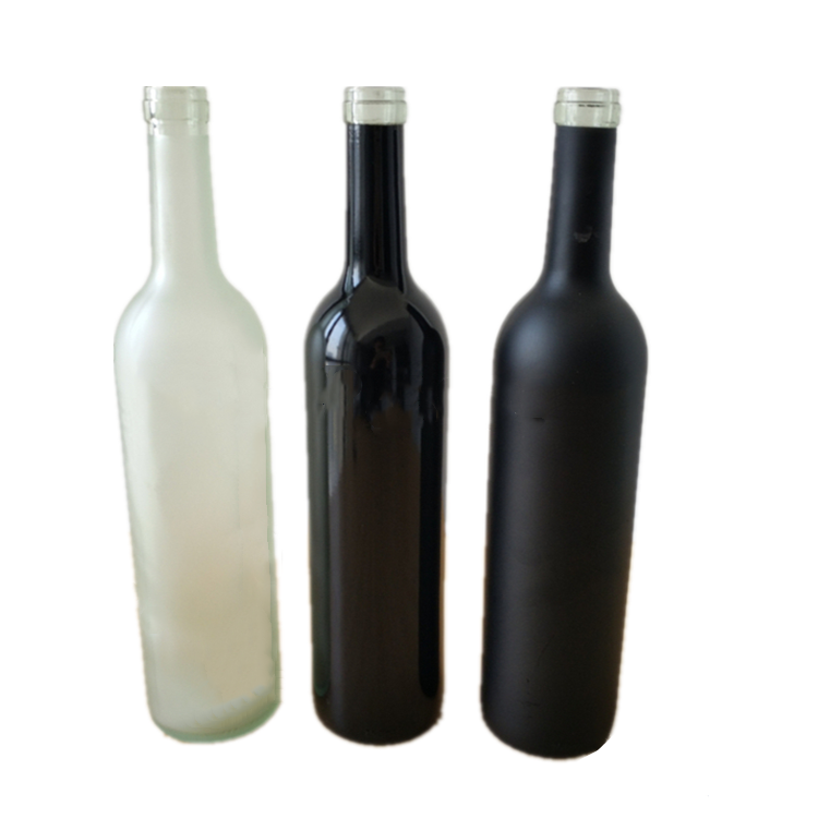matte black and white frosted Glass Bottle 500ml 750ml with cork for Wine