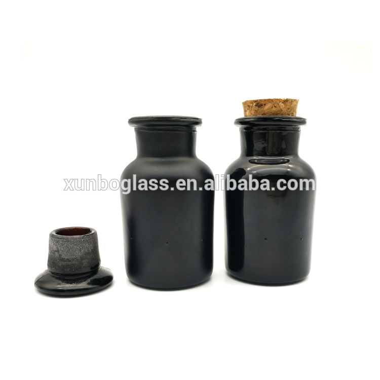 matte black apothecary candle jar glass candle holder wooden lid 250ml