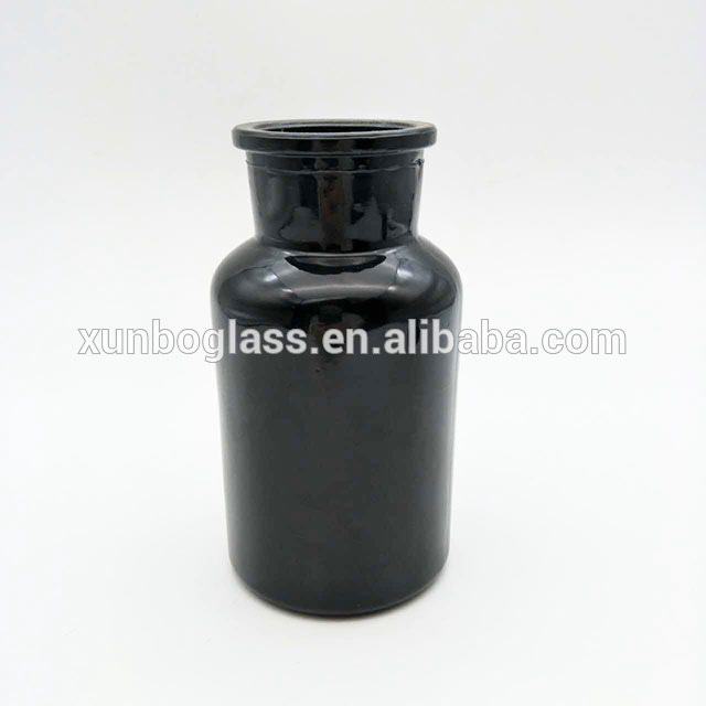 matte black apothecary candle jar glass candle holder wooden lid 250ml