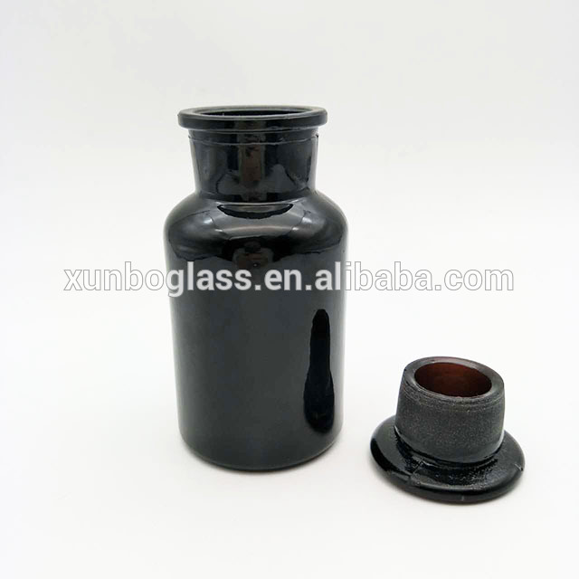 matte black apothecary candle jar glass candle holder wooden lid 250ml