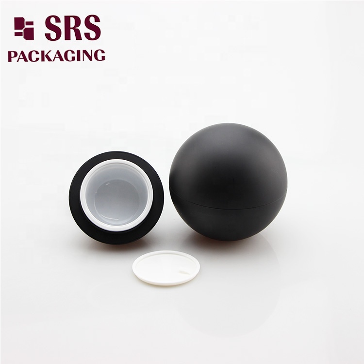 matte black ball cosmetic face mask cream container plastic 50ml hair jar