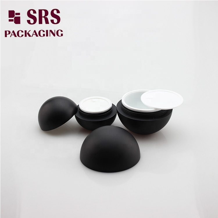 matte black ball cosmetic face mask cream container plastic 50ml hair jar