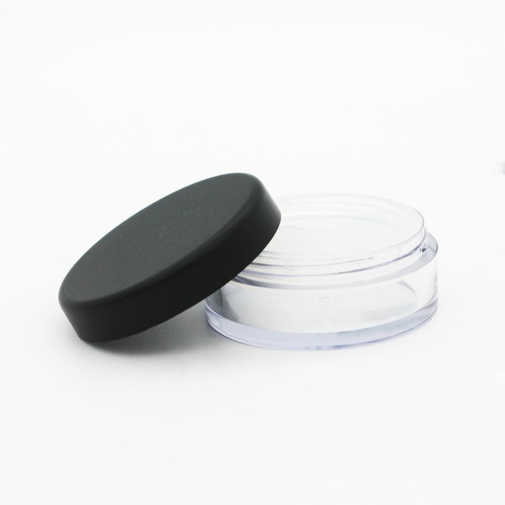 matte black cap make up cosmetic packaging empty 5g 20g loose powder jar with sifter