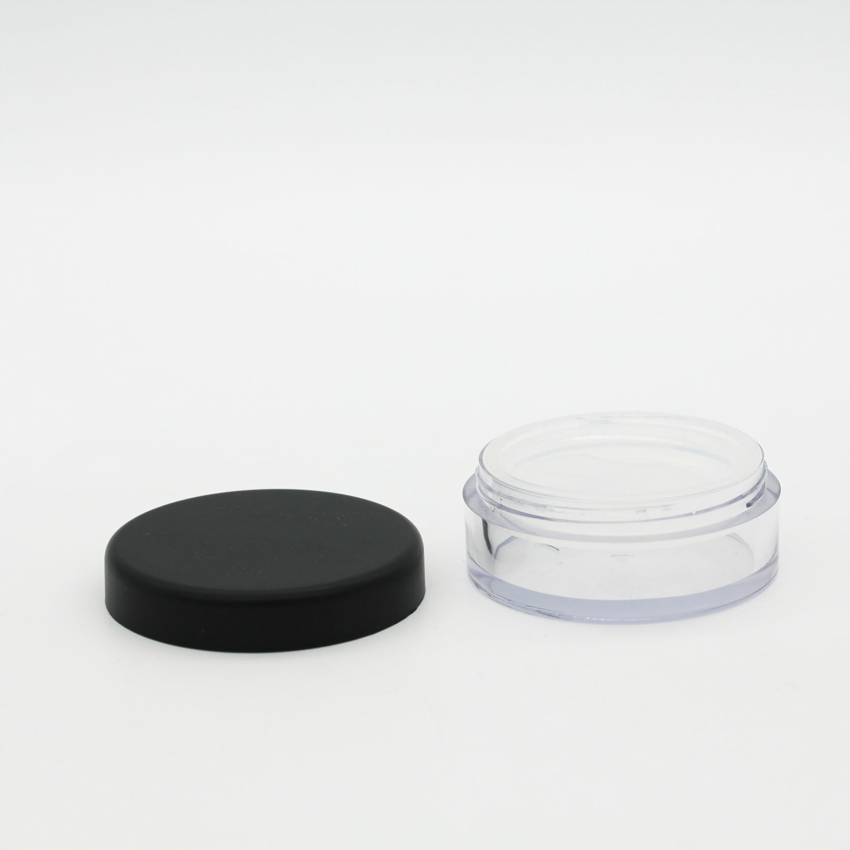 matte black cap make up cosmetic packaging empty 5g 20g loose powder jar with sifter