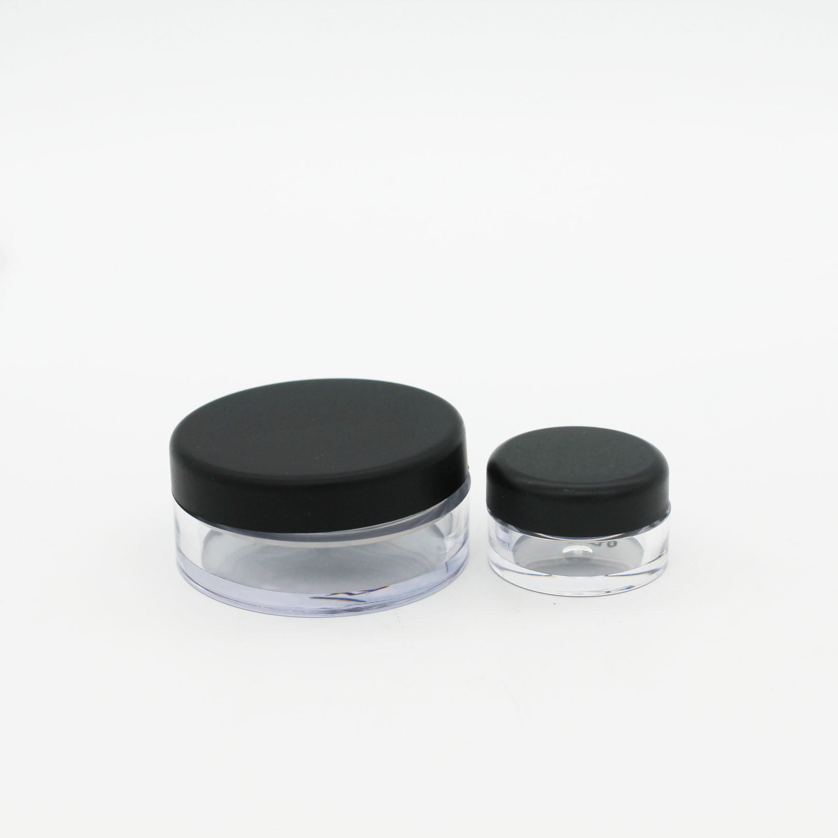 matte black cap make up cosmetic packaging empty 5g 20g loose powder jar with sifter