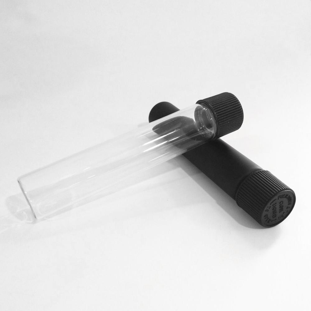 matte black child proof tube custom printed logo single clear pre-roll glass joint tubes packaging