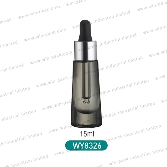 matte black empty cosmetic fancy unique shape glass essential oil dropper bottle 15ml serum container