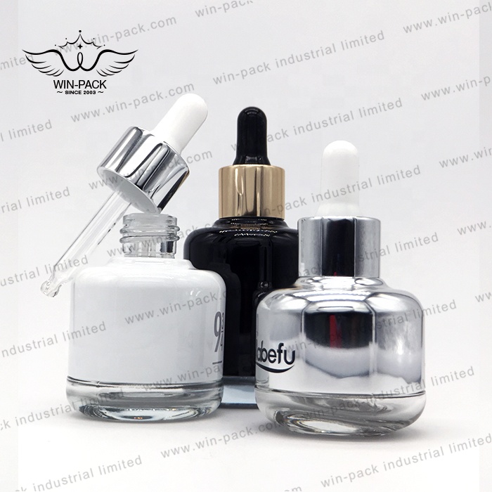 matte black empty cosmetic fancy unique shape glass essential oil dropper bottle 15ml serum container