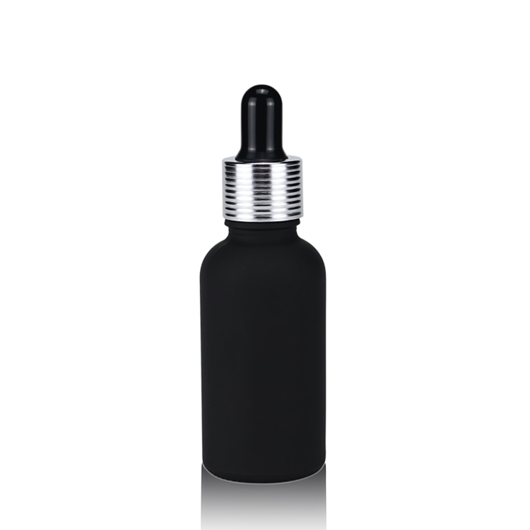 matte black frosted essential oil dropper serum glass dropper bottle with aluminum cap