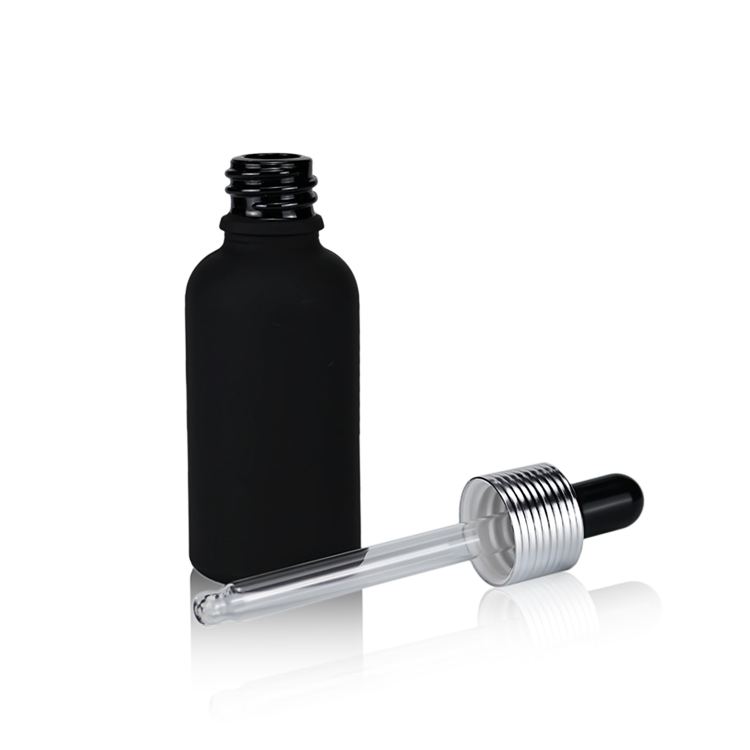 matte black frosted essential oil dropper serum glass dropper bottle with aluminum cap