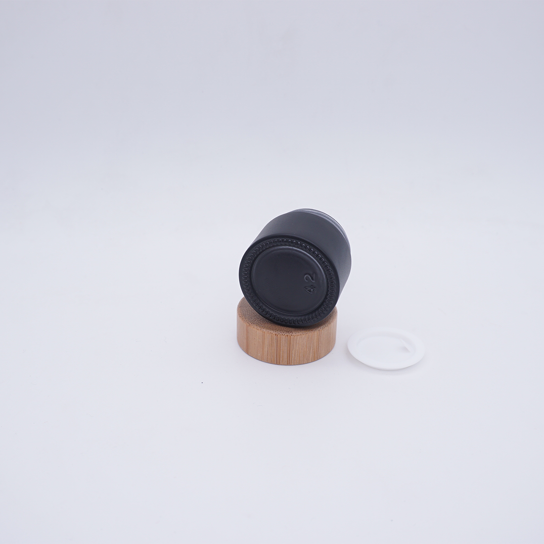 matte black glass cream containers cosmetic jar with bamboo lid