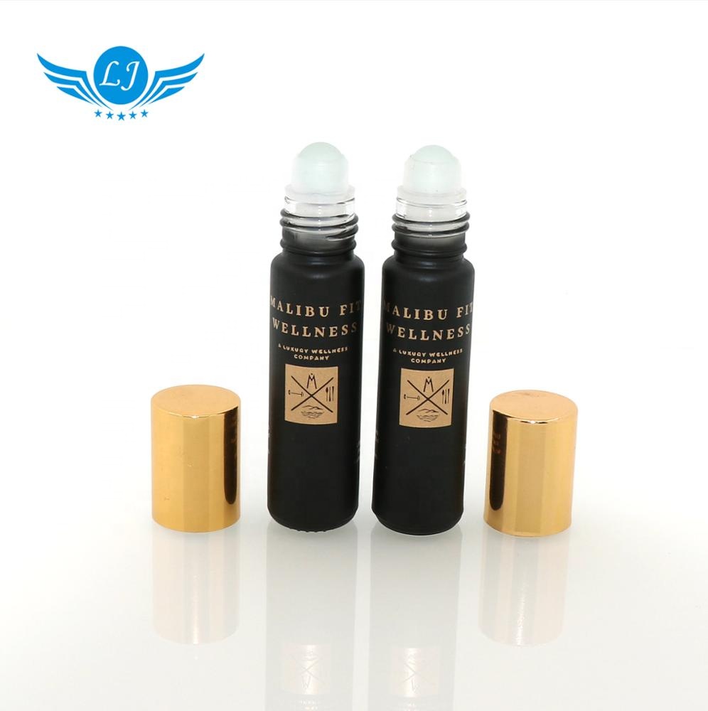 matte black roller/roll on perfume bottle with black cap 5ml 7ml 8ml glass perfume bottles 10ml 15ml