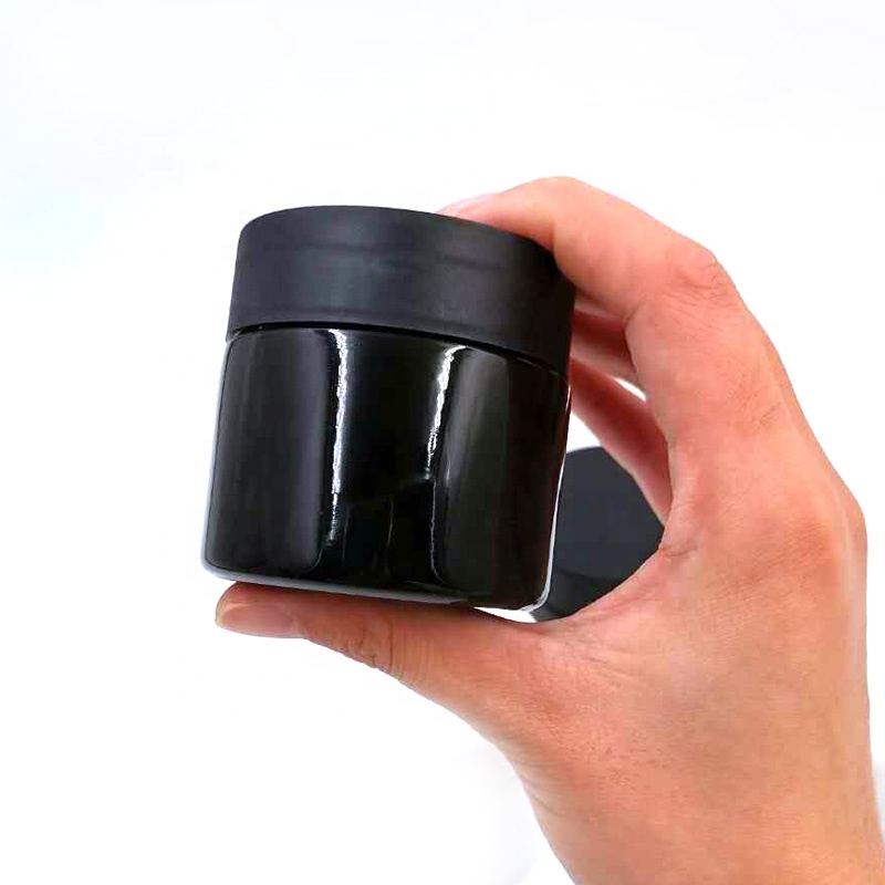 matte black smell proof weed container 2oz 3oz 4oz black herbs package bottle 3.5g empty child resistant glass jar with CR lids