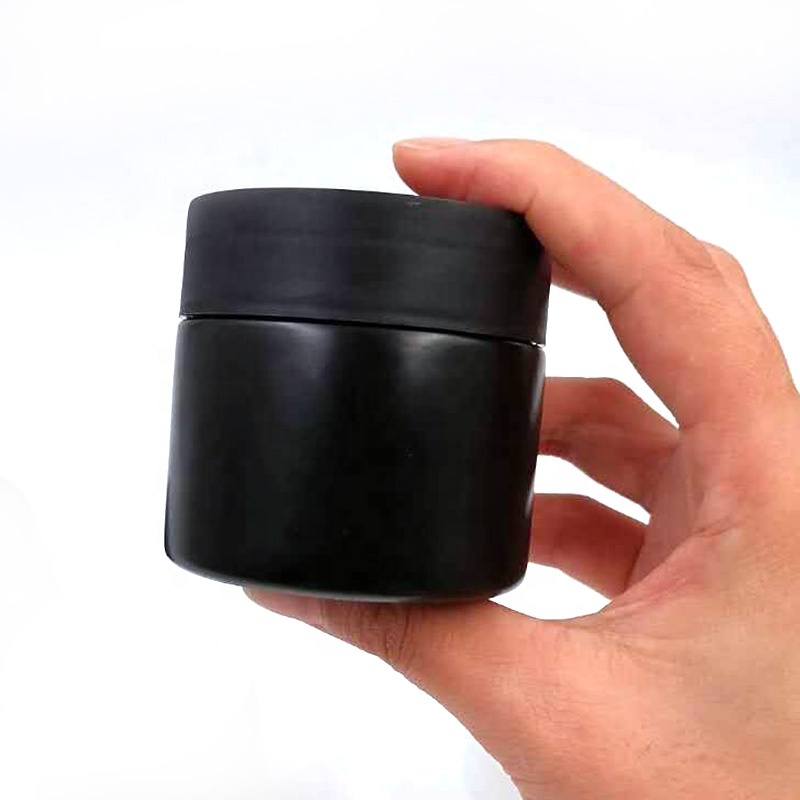 matte black smell proof weed container 2oz 3oz 4oz black herbs package bottle 3.5g empty child resistant glass jar with CR lids