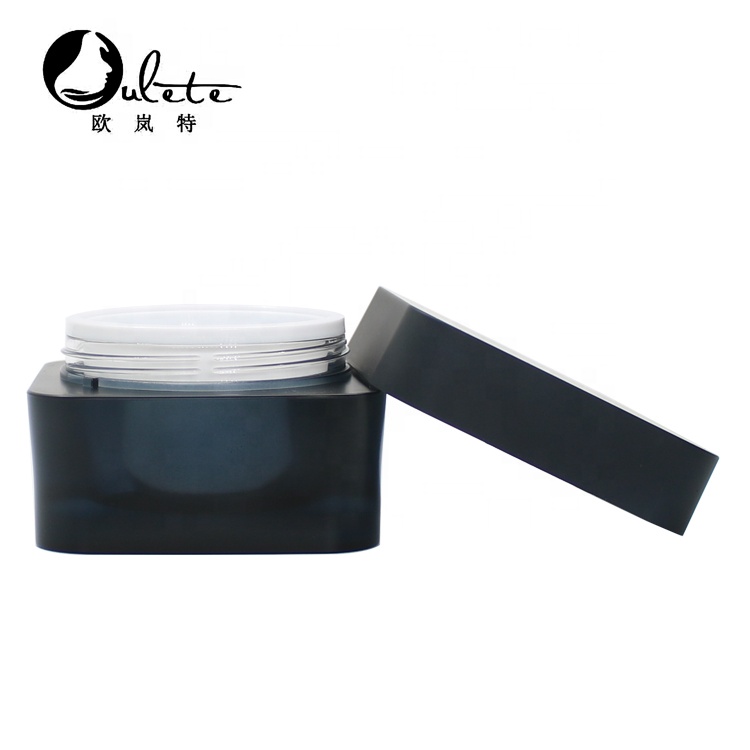 matte black square acrylic cosmetic container 1.7oz empty cream jar 50ml