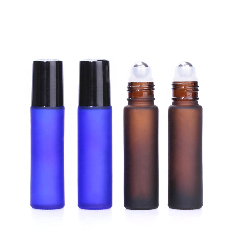 matte clear 10 ml perfume glass roller bottle with silver cap stainless stll roller ball for essential oil