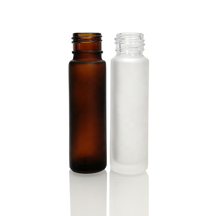 matte clear 10 ml perfume glass roller bottle with silver cap stainless stll roller ball for essential oil