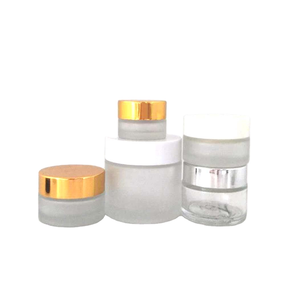matte clear glass cosmetic Customized cosmetic body cream container glass cream jar 5g 10g 15g 30g