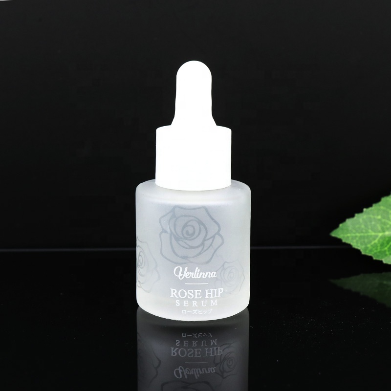 matte cosmetic 20ml 30ml 40ml 50ml flat shoulder frosted clear glass dropper bottle for facial serum skin care packaging