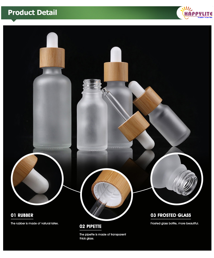matte frosted essential oil glass bottle with bamboo dropper cap