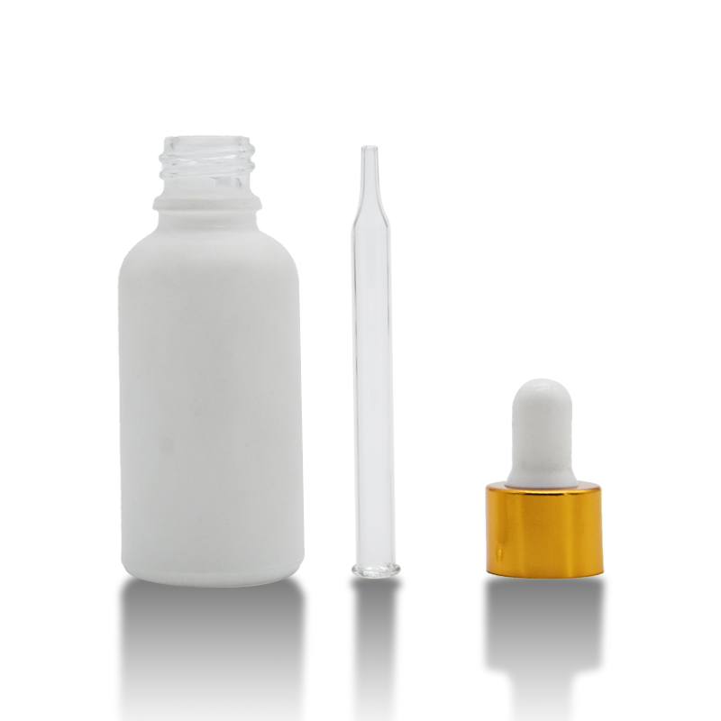 matte frosted white 50ml glass serum round dropper bottle /dropper bottle glass 50ml /30ml frosted glass bottle with dropper
