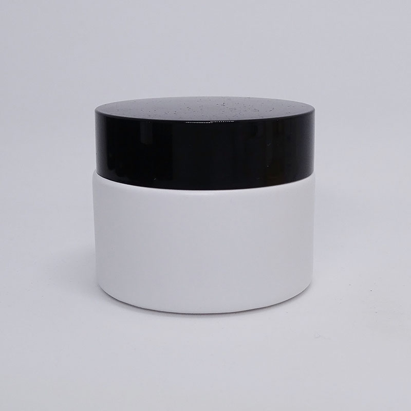 matte gold aluminum lid cosmetic packaging beauty care face cream frosted white glass jar