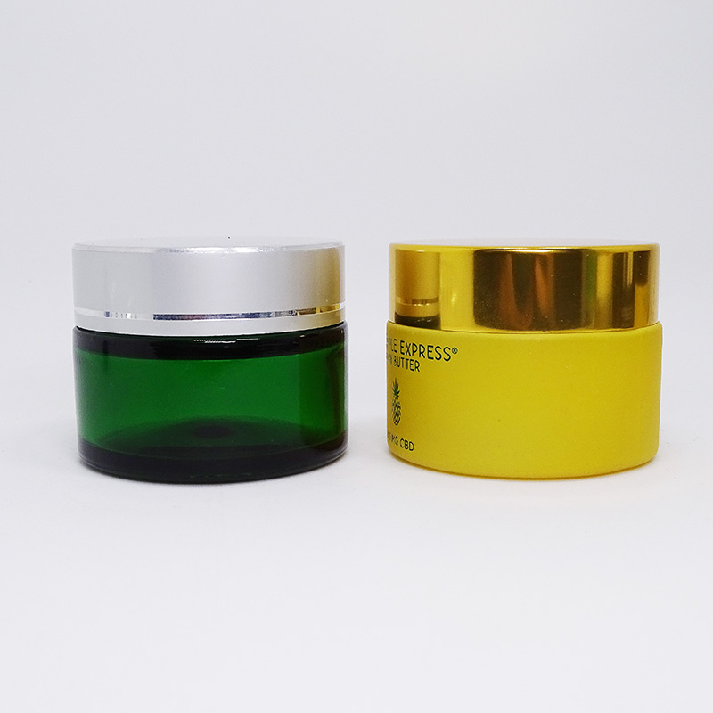 matte gold aluminum lid cosmetic packaging beauty care face cream frosted white glass jar