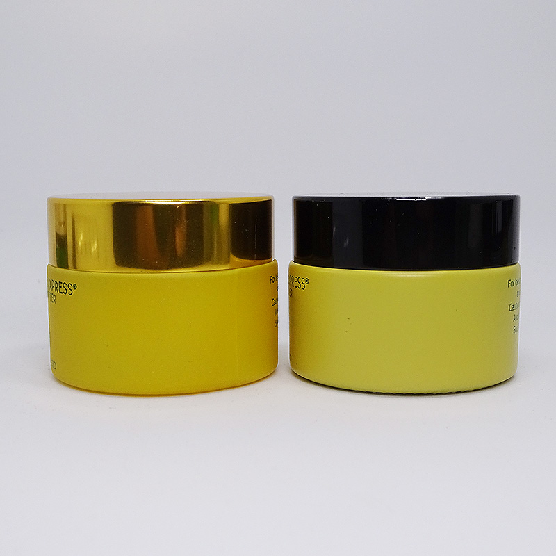 matte gold aluminum lid cosmetic packaging beauty care face cream frosted white glass jar