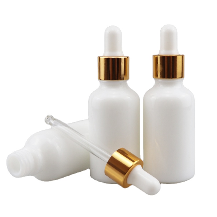 matte white dropper bottles cosmetic white bottles  for CBD frosted 1 oz white glass bottles
