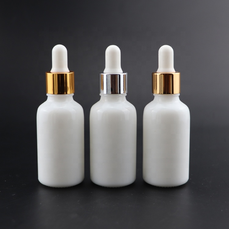 matte white dropper bottles cosmetic white bottles for CBD frosted 1 oz white glass bottles
