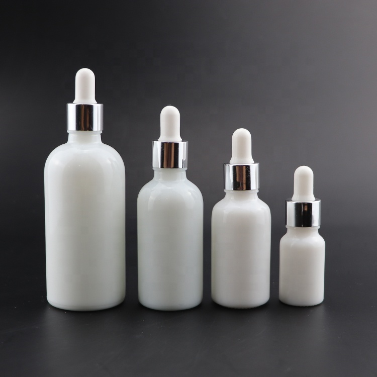 matte white dropper bottles cosmetic white bottles for CBD frosted 1 oz white glass bottles