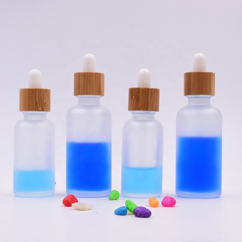 matte white frosted glass bamboo bottles 15ml 20ml 30ml 50ml 100ml matte black glass essential oil bottles with wood dropper