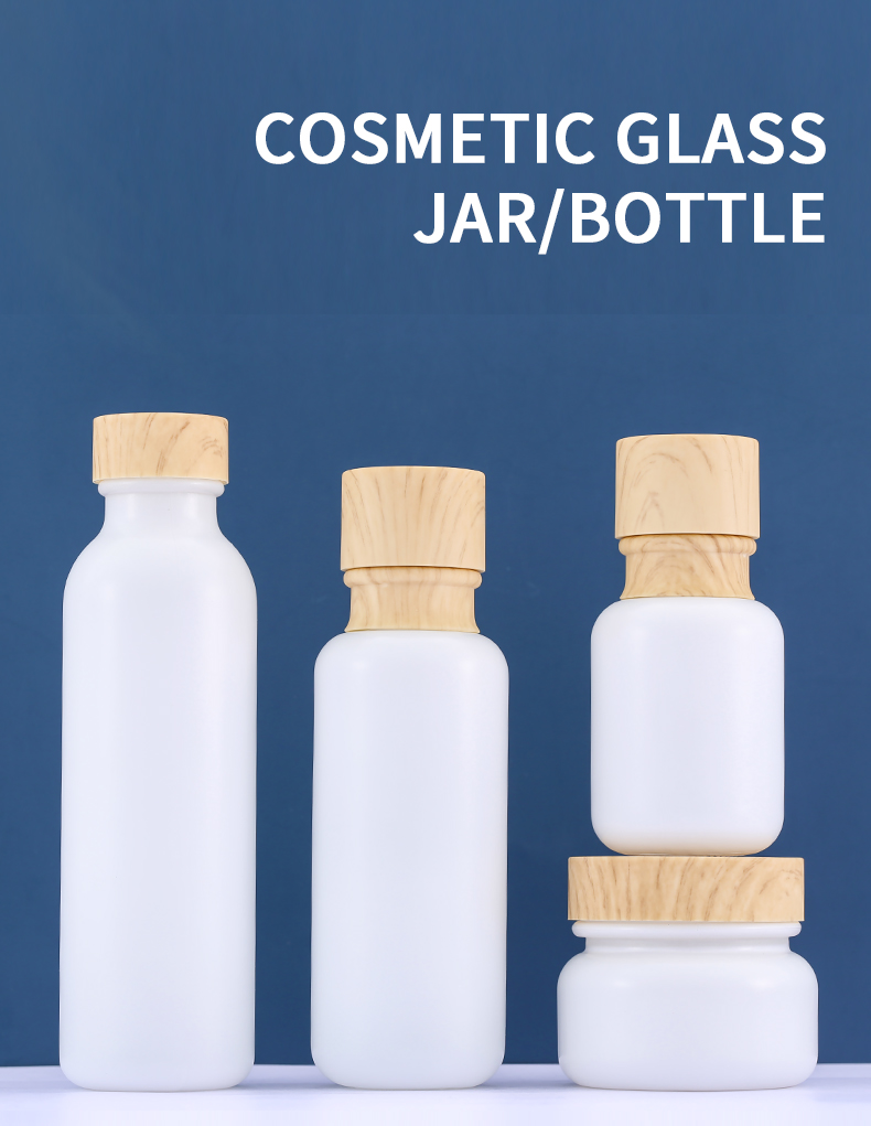 matte white glass jar 50g cosmetic cream jar with bamboo lid