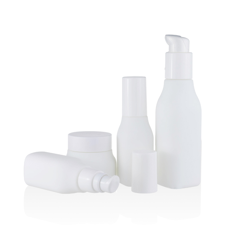 matte white square glass cosmetic pump bottle 100ml 40ml for face cream