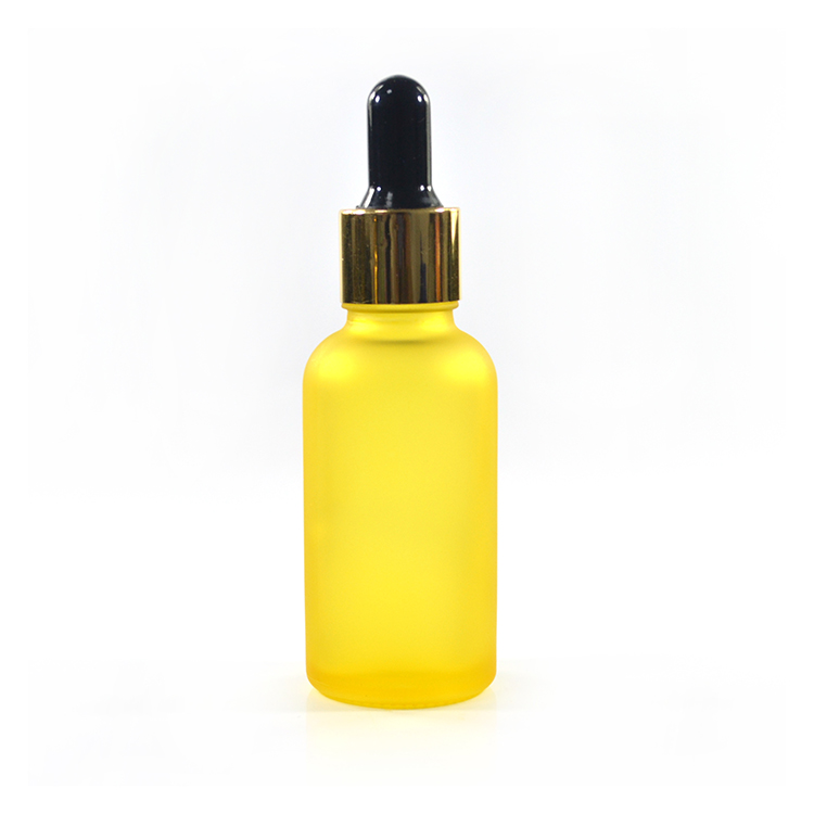 matte yellow 30ml frosted glass essential oil bottle with dropper