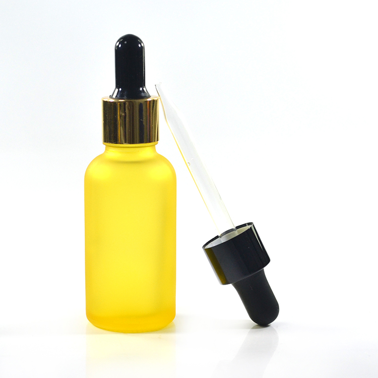 matte yellow 30ml frosted glass essential oil bottle with dropper
