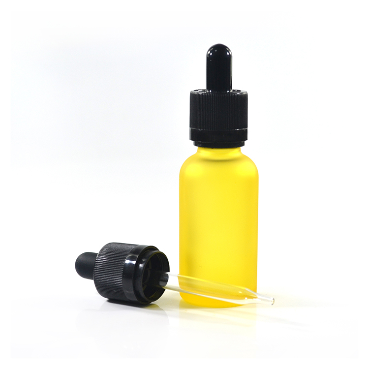 matte yellow 30ml frosted glass essential oil bottle with dropper